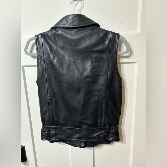 Madewell 💯 Leather Moto zip up button buckle Vest - Picture 5 of 8